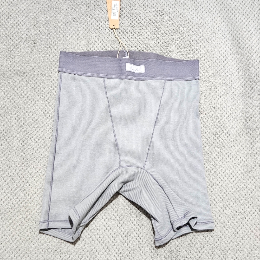 SKIMS Cotton Ribbed Boxer Shorts Pacific Gray - Picture 4 of 6